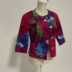 Coldwater Creek women’s printed jacket. Fully lined, 4 button closures, pockets